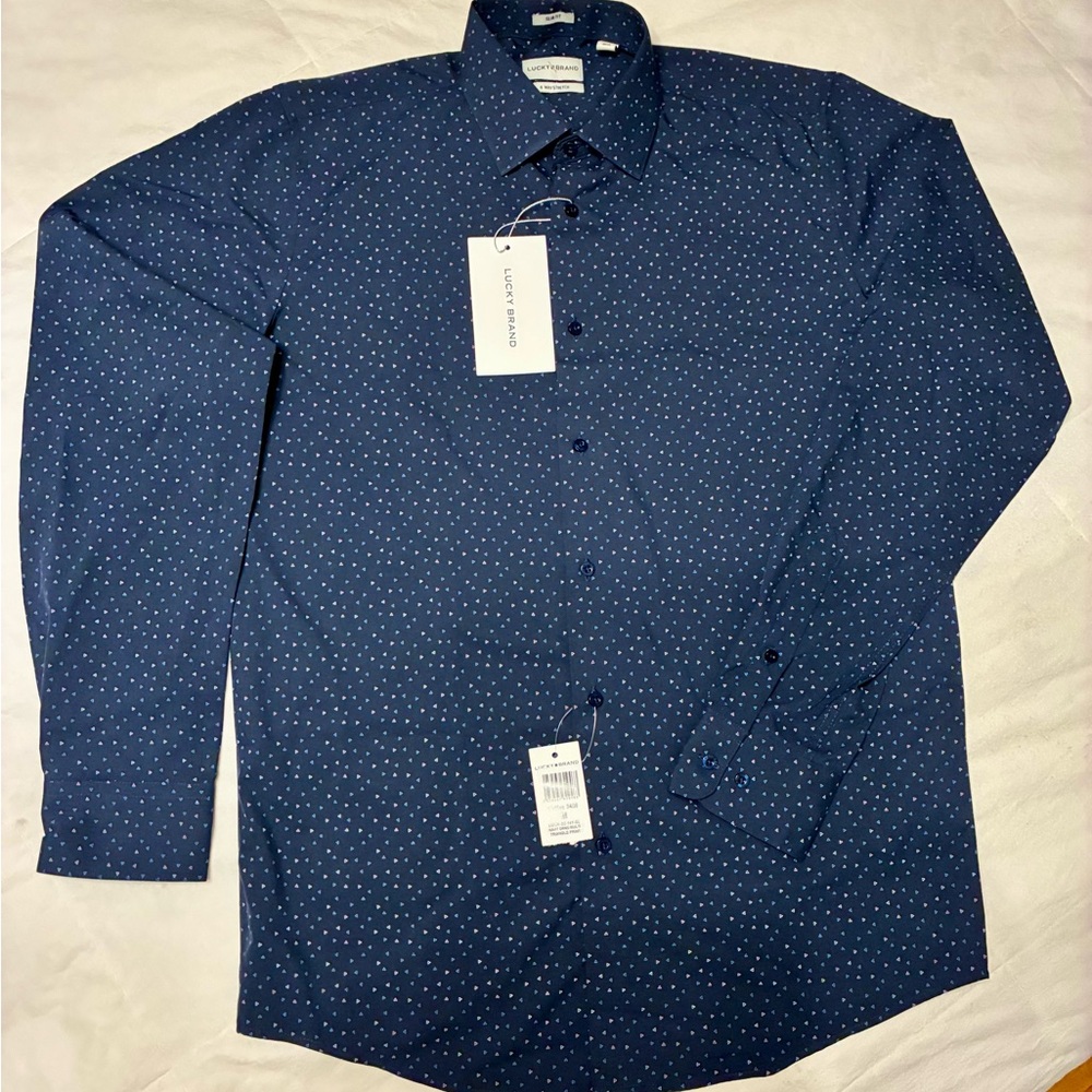 Lucky Brand Men's Dark Blue Dot Shirt